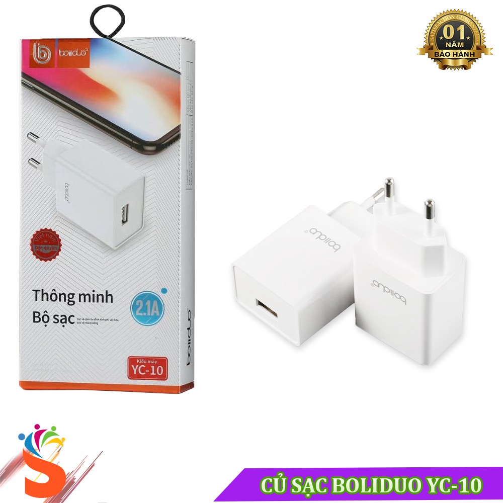 [Mã 2404EL10K giảm 10K đơn 20K] Củ sạc Bolidou YC-10 Chính Hãng - Hỗ Trợ Sạc Nhanh