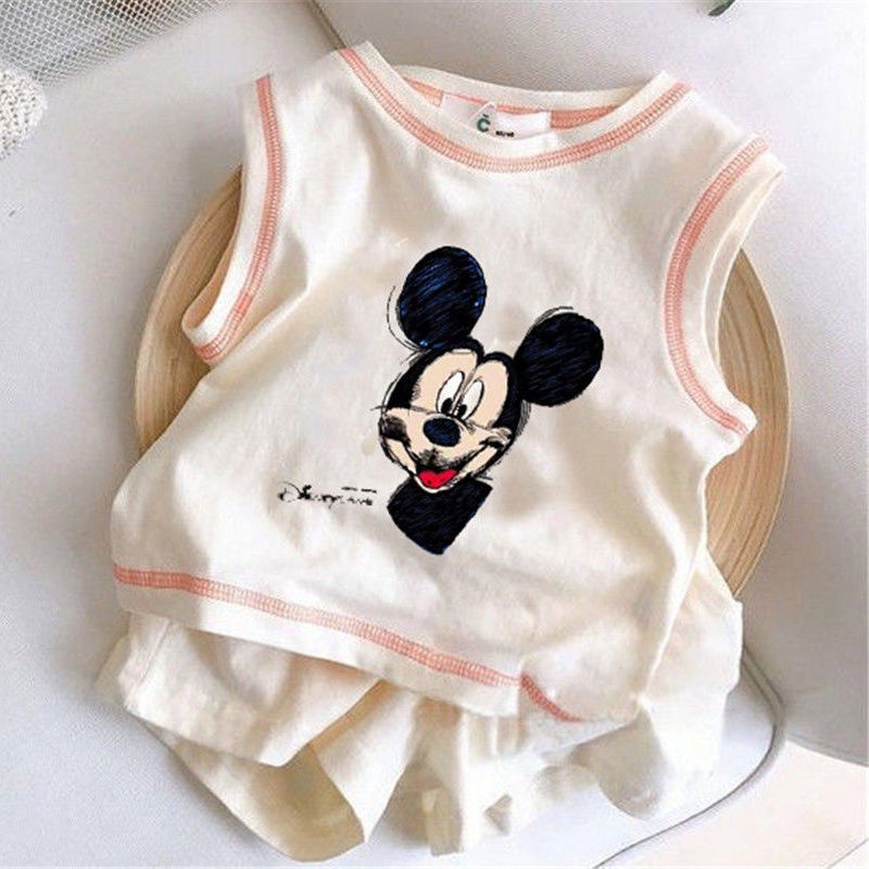 Bộ Áo Thun Cotton Ngắn Tay + Quần Dài Thời Trang Cho Bé