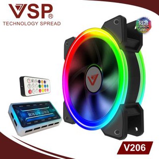 Combo bộ 3 Fan led RGB 2 mặt VSP V206 +Hub + Remote