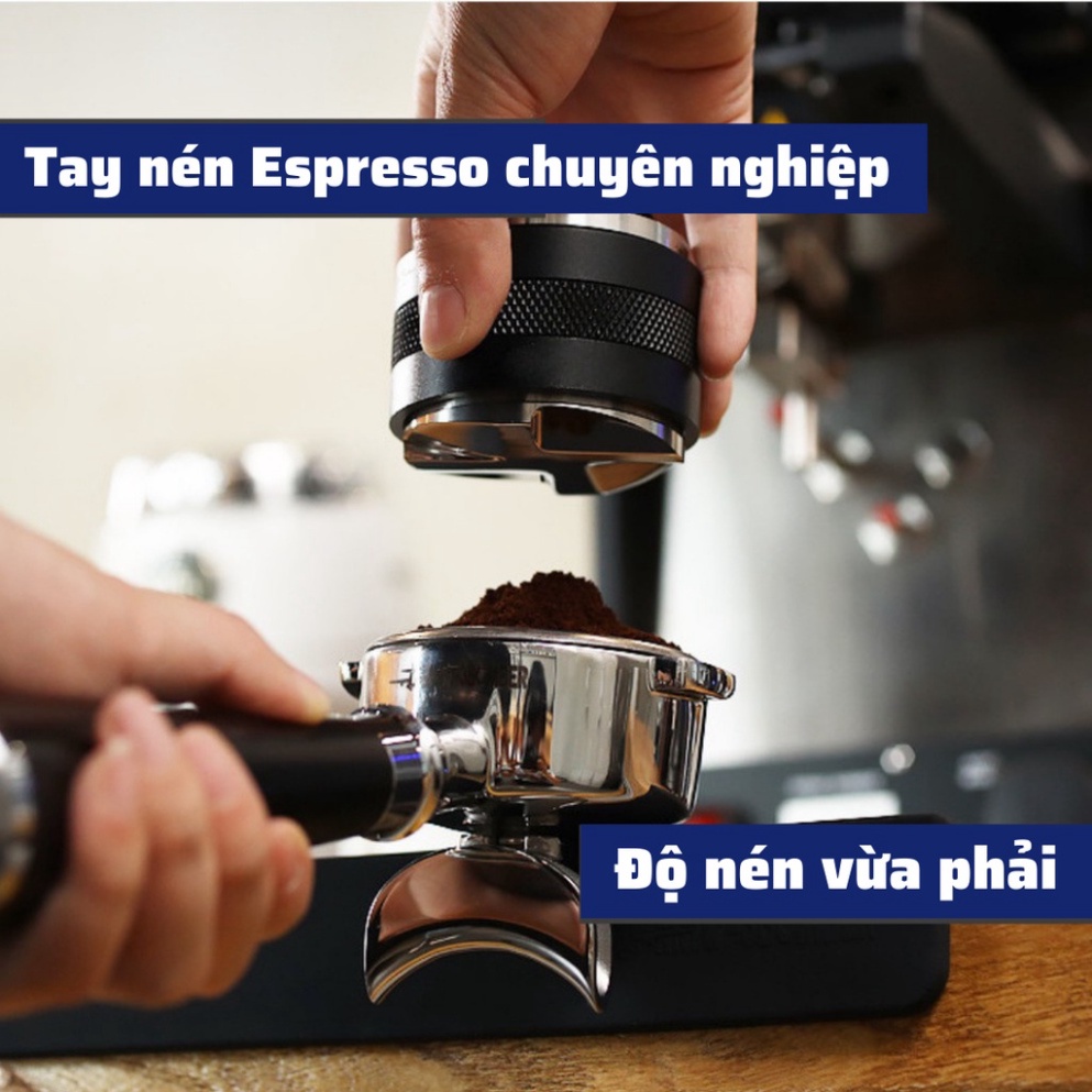 Tay nén Tamper OCD 58mm dụng cụ nén cà phê 3 lưỡi pha Espresso cafe Arabica Inox cao cấp đường kính 51-53-58mm