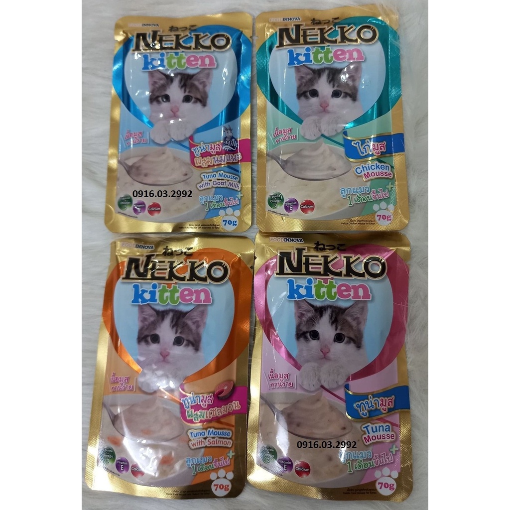 [Mã PET50K giảm Giảm 10% - Tối đa 50K đơn từ 250K] Pate cho mèo con nekko 70gr, Pate nekko