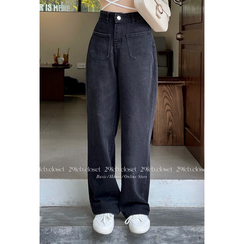 [Ảnh thật/Video] Quần jeans ống suông túi trước - 29feb.closet - Q10