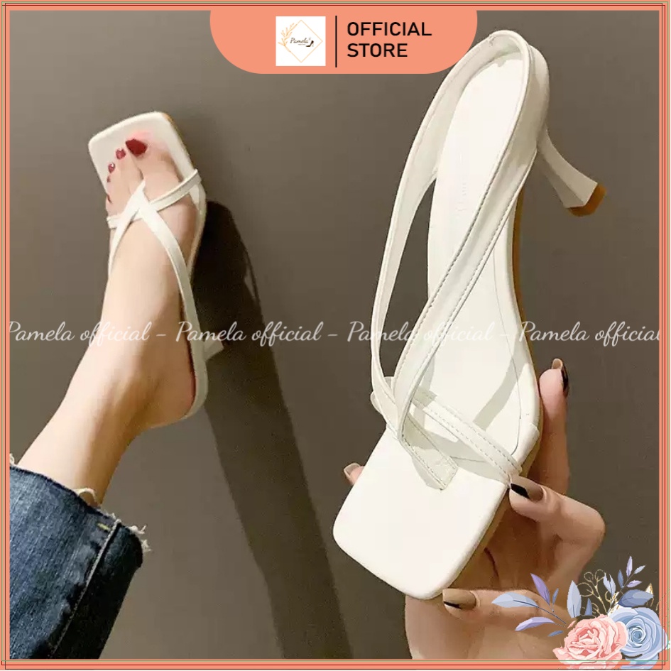 PAMELA - Guốc kẹp ngón nữ quai mảnh gót nhọn 7p mũi vuông Sành Điệu - G37