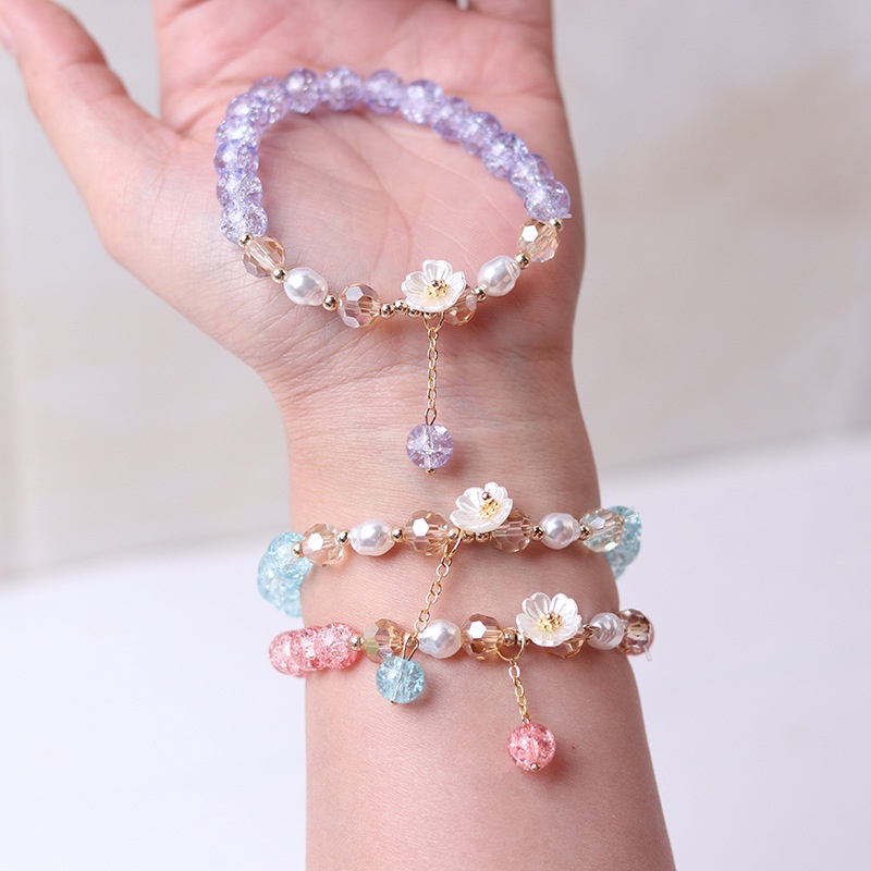 Vòng tay BELLA-Bee xâu hạt pha lê hình hoa may mắn xinh xắn cho nữ