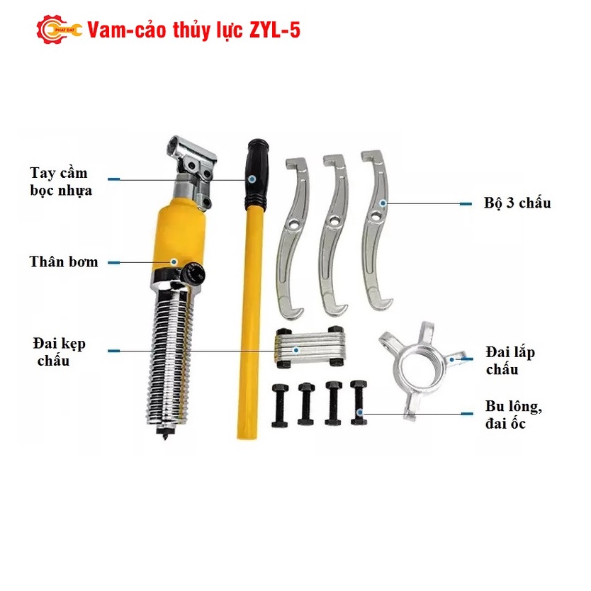 Vam Cảo Vòng Bi Thủy Lực 5 Tấn ZYL5 - Tự Định Tâm, Tích Hợp Sẵn Bơm Tay - Hàng Nội Địa Cao Cấp - Bảo Hành 6 Tháng