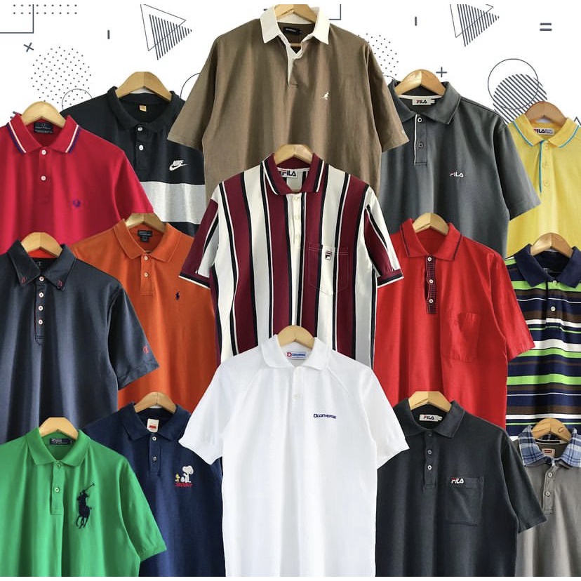 Áo Polo 2hand , Áo Thun Cổ Bẻ Nam Nữ Unisex Vải Cá Sấu Hàn Quốc Form Rộng Đứng Cotton Trung Niên Hút Mồ Hôi Đẹp Mẫu 1