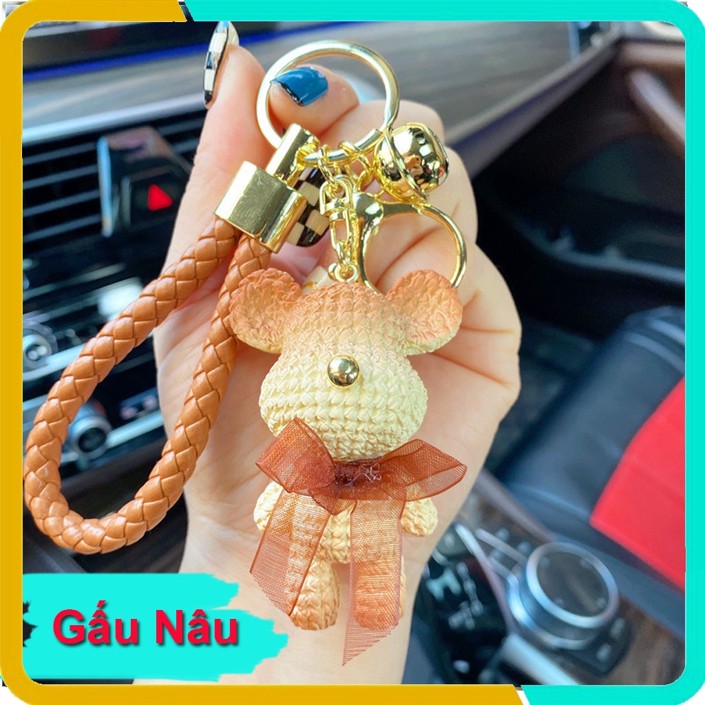 Móc Khóa Hình Gấu Hoạt Hình Dễ Thương, Gấu Len Gradient,Trang Trí Chìa Khóa Xe,Túi Xách, Balo, Mẫu Mới KB02