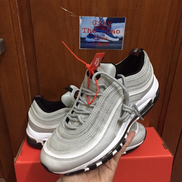 Giày air max 97 Xám Bạc (Phản Quang - full box tặng kèm móc khoá)