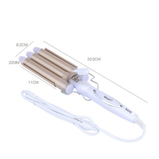 Máy uốn xoăn, làm xoăn bấm sóng nước 3 trục Kemei cao cấp GD - Dụng cụ tạo kiểu tóc đa năng dễ dùng (mới) (Freeship)