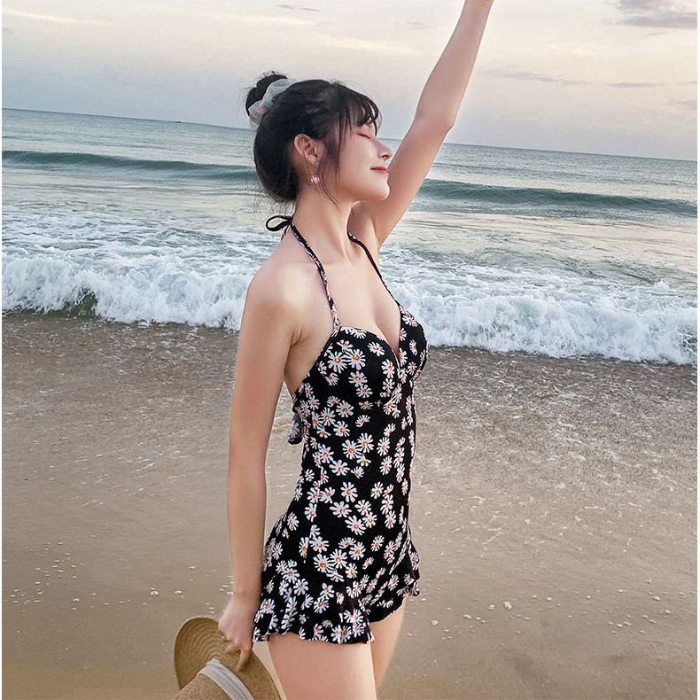 (SẴN HÀNG) Bikini một mảnh hoa cúc, bikini đi biển sexy quyến rũ (kèm áo ren) | BigBuy360 - bigbuy360.vn