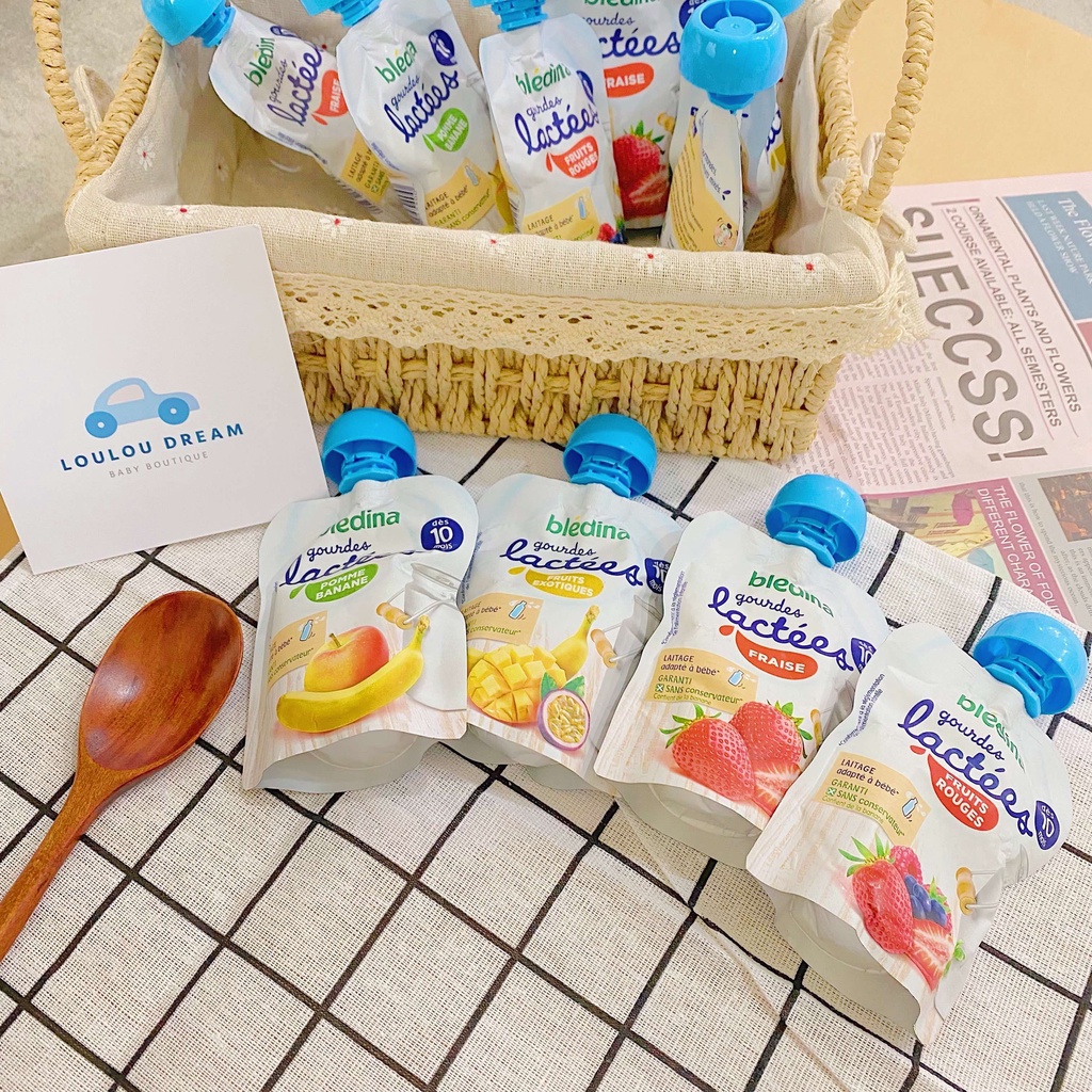 Sữa chua Bledina Pháp Gourdes Lactées dạng túi dành cho bé từ 10 tháng [BAY AIR]