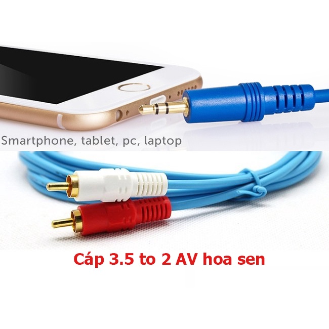 Dây giắc 3.5 ra 2 đầu hoa sen cho loa