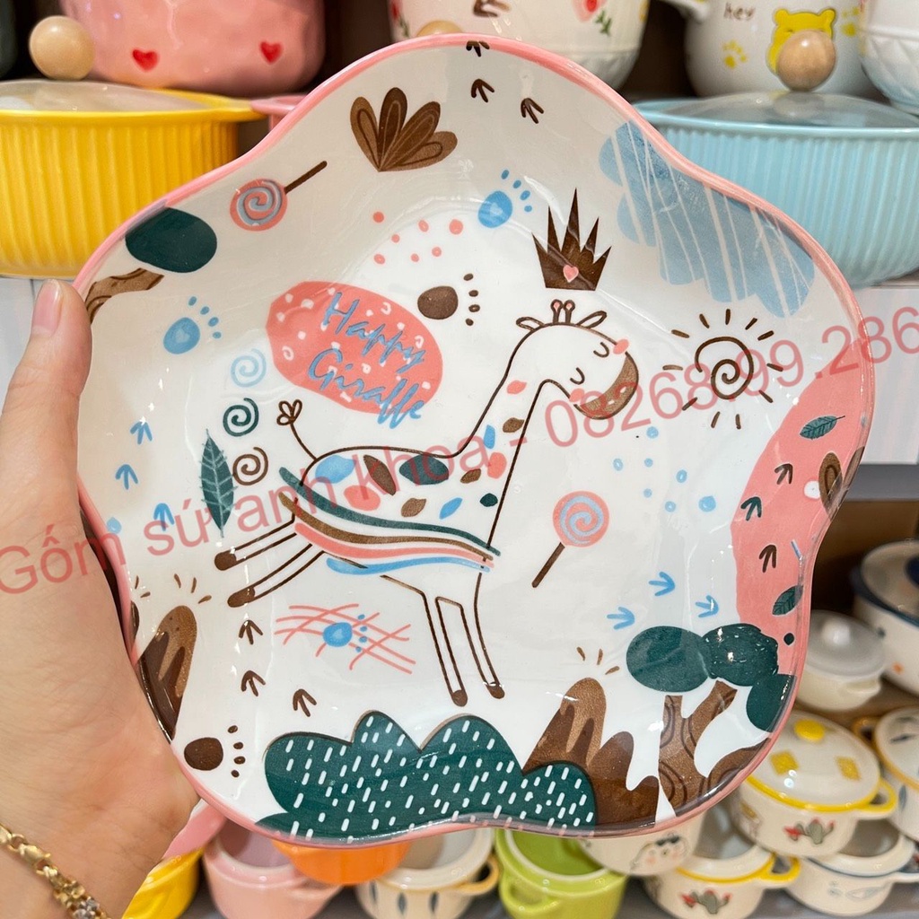 Bộ bát đĩa sứ,Chén Dĩa Sứ Bát Ăn Cơm Decor sét bát đĩa hươu hồng 13 món cực kỳ đáng yêu.