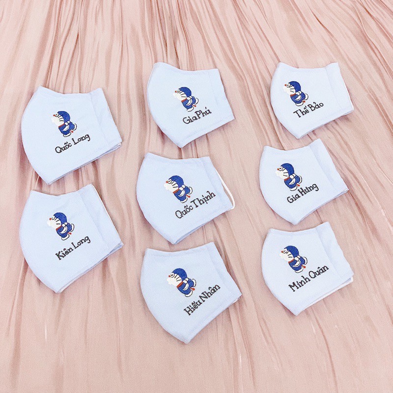 Khẩu trang thêu Doraemon - thêu tên riêng theo yêu cầu | BigBuy360 - bigbuy360.vn