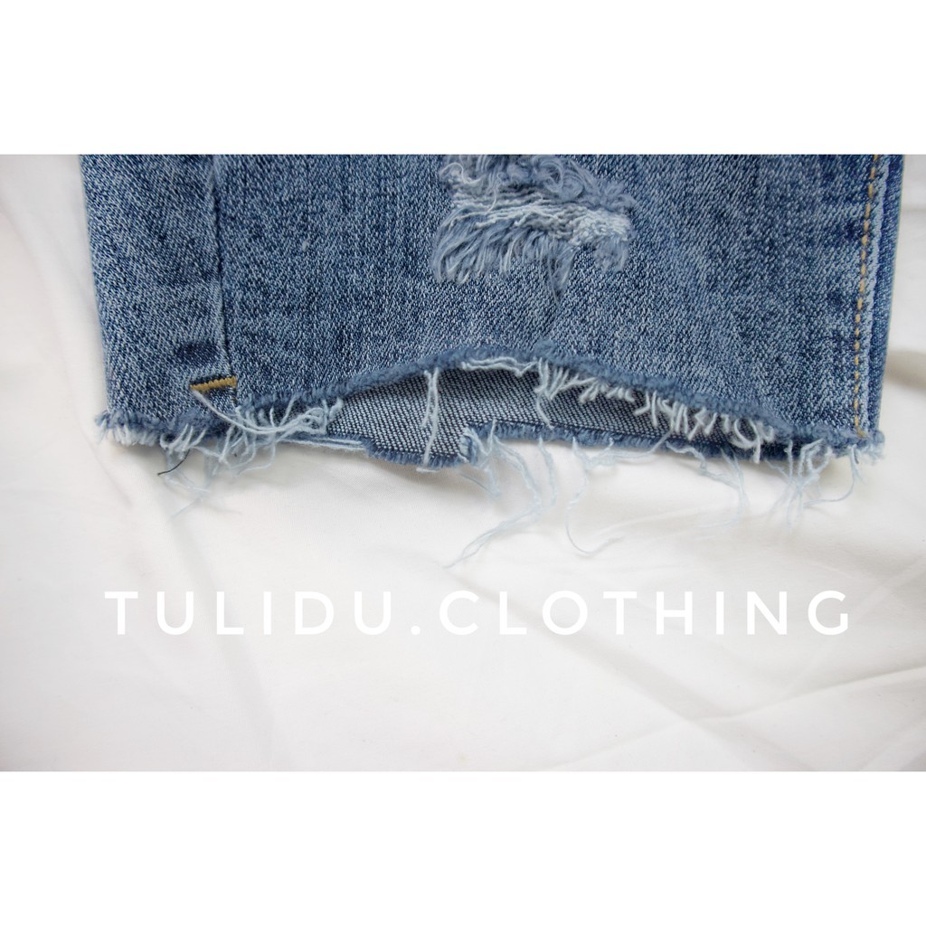 Quần Jeans Ngố Lửng Nữ Lưng Cao Rách Tulidu🌈 Hàng Cao Cấp 🌈 Quần Bò Ngố Nữ Co Giãn Nâng Mông KB725.142