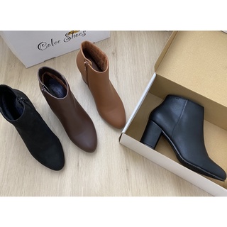 Giày Boot Nữ COLEE Basic Da Trơn 7p VNXK
