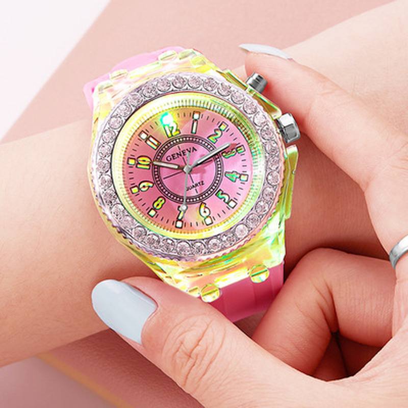 [Men Women Fashion Simple Style Flash Luminous Watches] [Ladies silicone Belt Quartz Watch] [Girls Minimalist Casual Watch]
