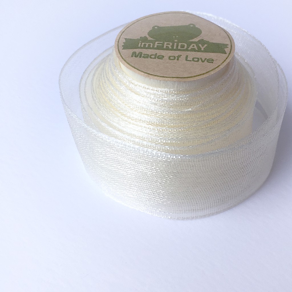 3m ruy băng voan 2cm kem  RB99