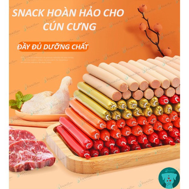 [THƠM NỨC] Xúc Xích Ăn Liền Cho Thú Cưng, 100% Từ Thịt Thật/ 3 Vị-Bò Gà Vịt, Cung Cấp Năng Lượng, Dinh Dưỡng Tối Ưu.JAMI