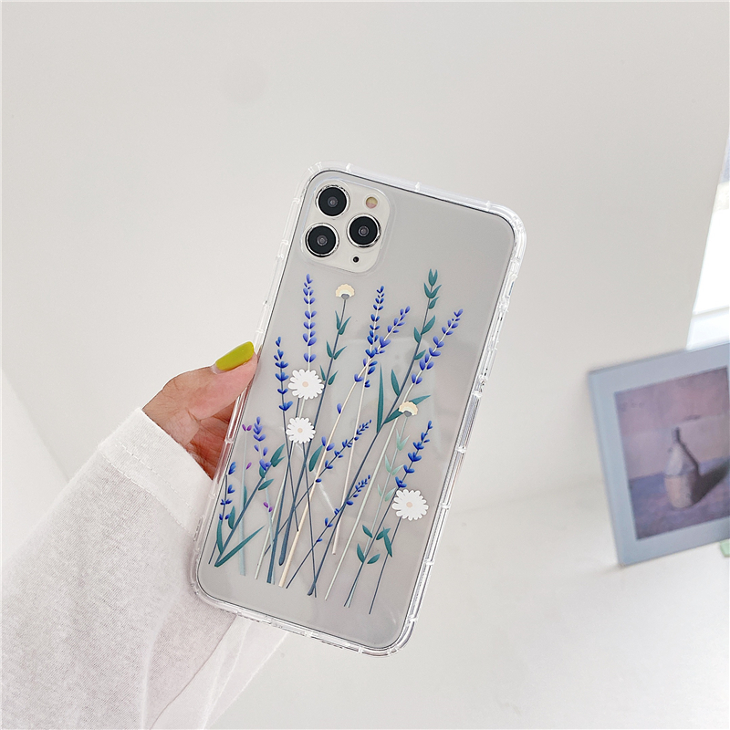 Summer fresh Huawei nova6se/nova7i mobile phone case nova7se nova3i transparent soft cover Lavender flower all-inclusive anti-drop  nova5T female nova4e/p30lite shockproof  fashion mobile phone case