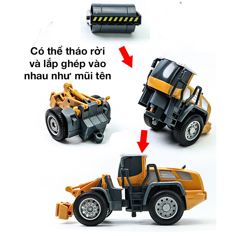 Xe đồ chơi cho bé mô hình xe lu chất liệu nhựa an toàn, chi tiết sắc sảo, bền đẹp
