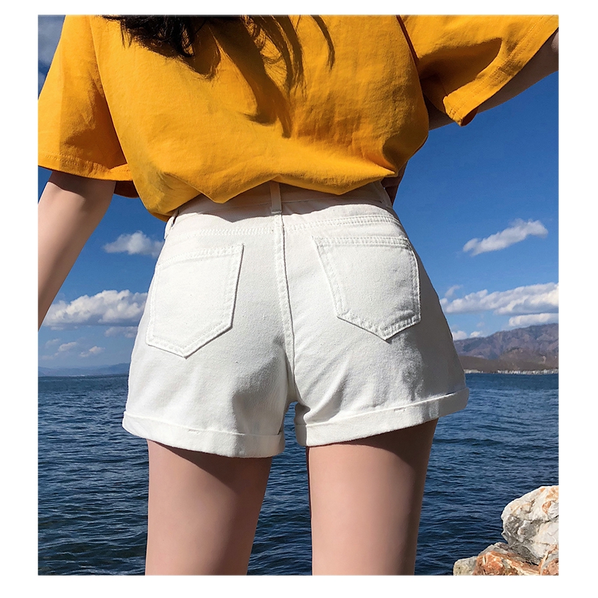 Quần short denim màu trơn năng động cho nữ | BigBuy360 - bigbuy360.vn