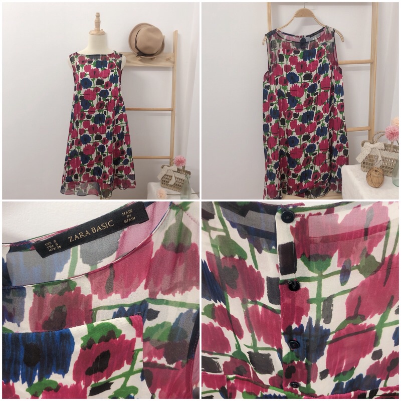 Đầm vin hoa babydoll đầm bầu hiệu ZaaRa 2hand BIG SIZE