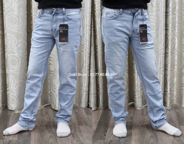 Quần Jean Nam Cao Cấp Xanh Denim, Quần bò nam dáng ôm vừa vải co giãn DOKI XN-01