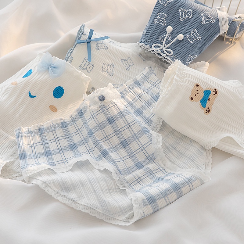 Quần lót nữ đáng yêu, Quần lót cotton cao cấp cạp vừa SAVILL L8035