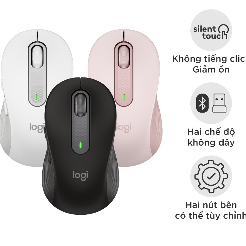 Chuột không dây bluetooth Logitech Signature M650 - Cuộn SmartWheel, giảm ồn, các nút có thể tùy chỉnh