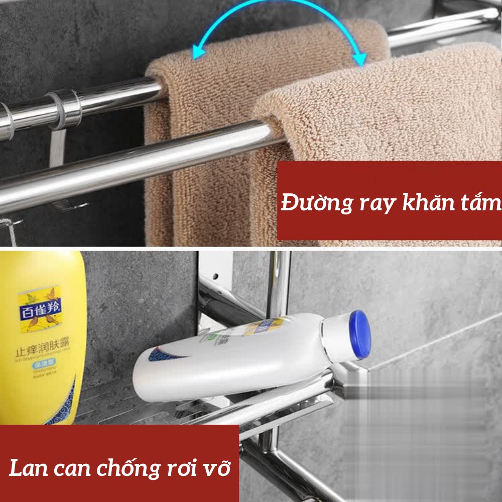 GIÁ treo khăn nhà tắm ,kệ nhà tắm inox không gỉ chắc chắn tiện lợi TIME HOME