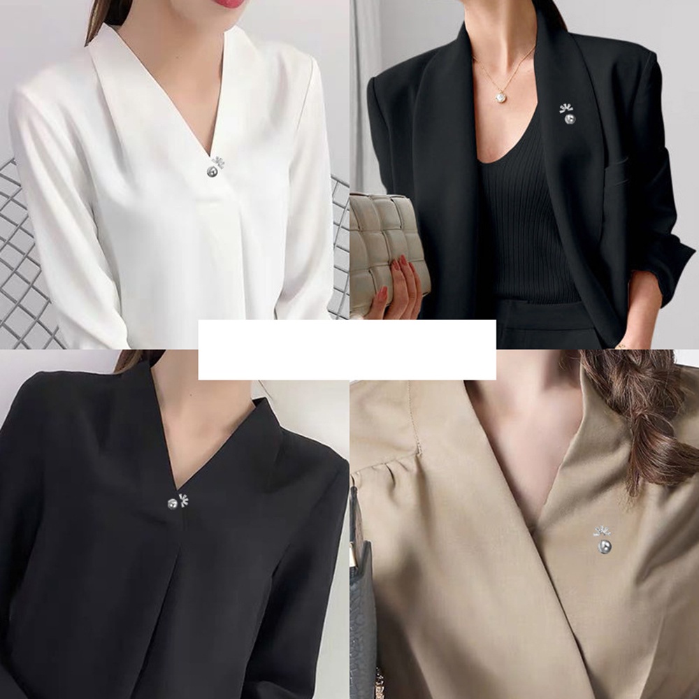 Ghim Cài Áo Hình Chữ V Đính Ngọc Trai Chống Chói Sang Trọng