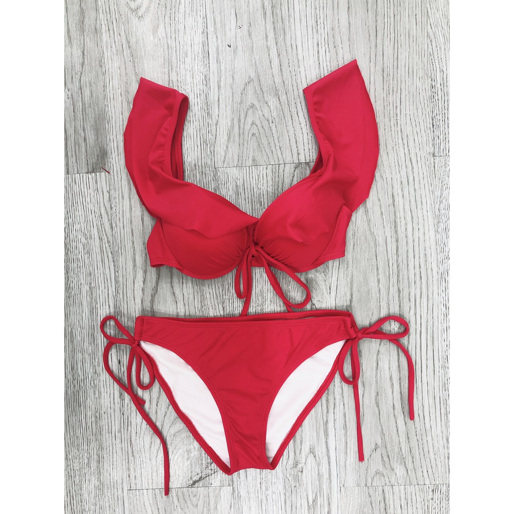 Bikini hai mảnh cạp thấp đỏ sexy mặc đi biển đi bơi ( Ảnh chụp thật 100%)