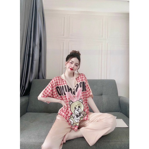 Đồ bộ pijama lụa tay ngắn mặc nhà cổ sơ mi sang trọng phong cách hàn quốc | BigBuy360 - bigbuy360.vn