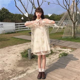 Váy mix lưới cổ tàu