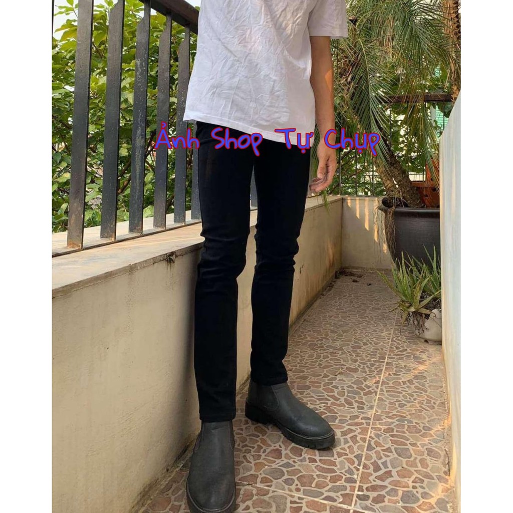 Quần Jean Nam Đen Trơn Dáng Skinny Vải Co Giãn Không Phai Màu, Phong Cách Hàn Quốc 👖 | BigBuy360 - bigbuy360.vn