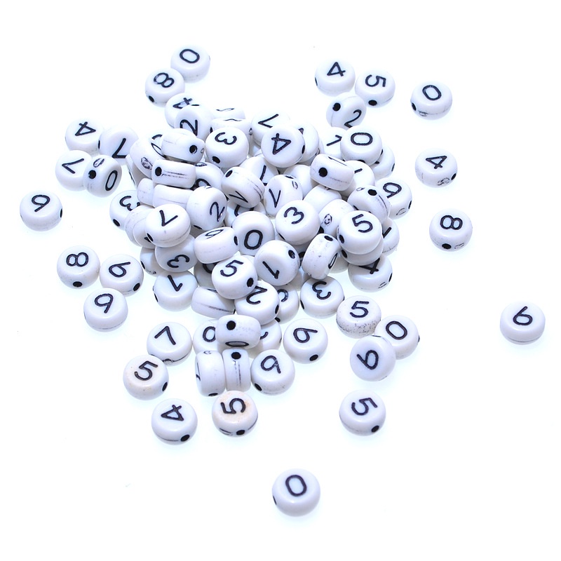 10 hạt chữ cái, chữ số, phép tính 4x7mm nền trắng chữ đen