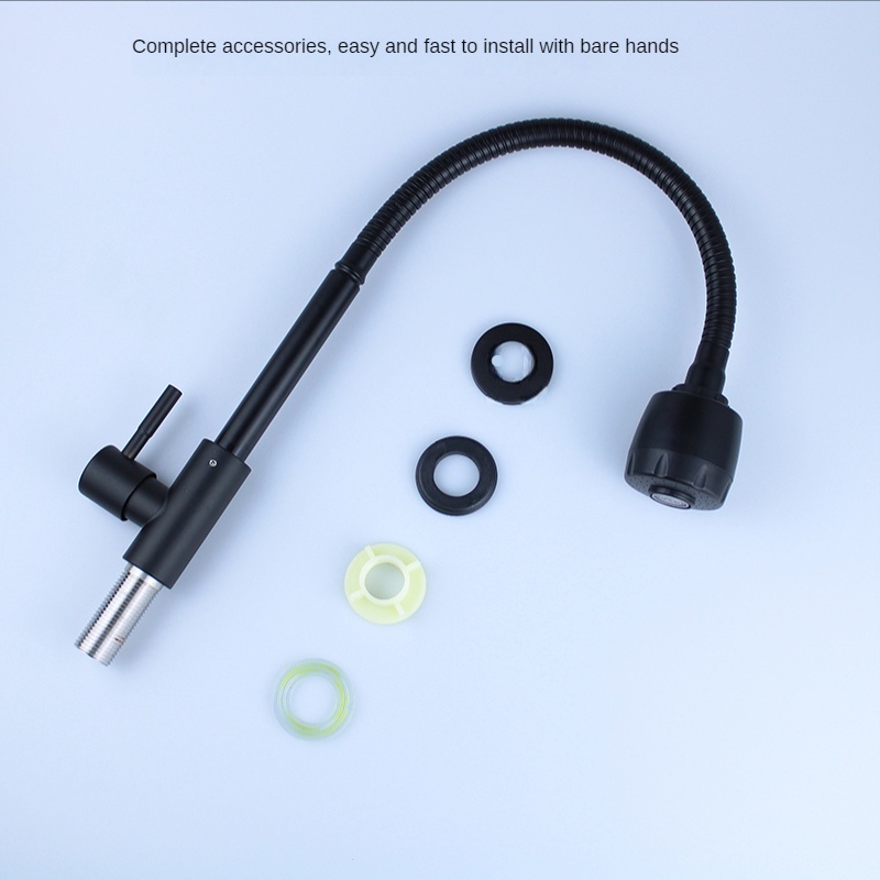 Màu đen Vòi rửa chén lạnh Inox 304，Đa chức năng Vòi nước nhà bếp cao cấp 2 Chế Độ Nước Xinkunlong