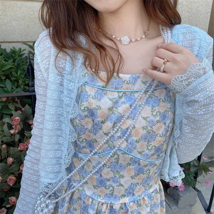 Áo Khoác Cardigan Ren Mỏng Tay Dài Cổ Chữ V Thời Trang Mùa Hè Dành Cho Nữ