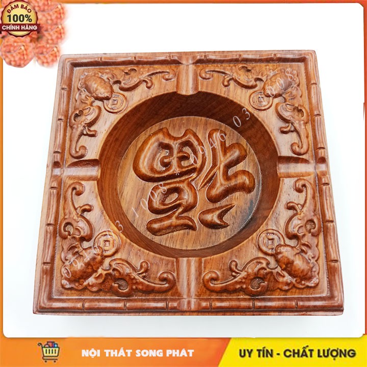 Gạt Tàn Gỗ Hương Hình Vuông FREESHIP Bộ gạt tàn tiện nghi cao cấp