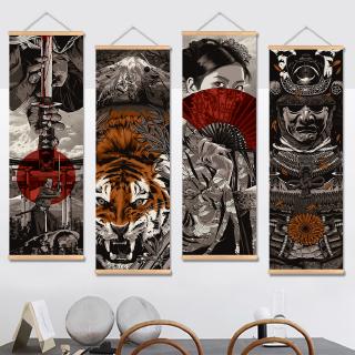 Tranh Vải Canvas Treo Tường Trang Trí Phong Cách Samurai Nhật Bản