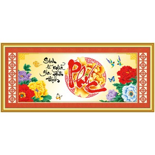 Tranh Thêu Chữ Thập 3D Phúc Sinh Phú Quý Gia Đình Thịnh 222969 (KHÁCH TỰ THÊU) KT:88X42CM