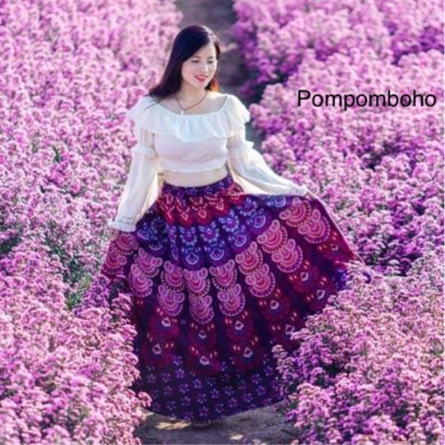 Chân váy thổ cẩm lông công Ấn độ-hình thật cuối | BigBuy360 - bigbuy360.vn