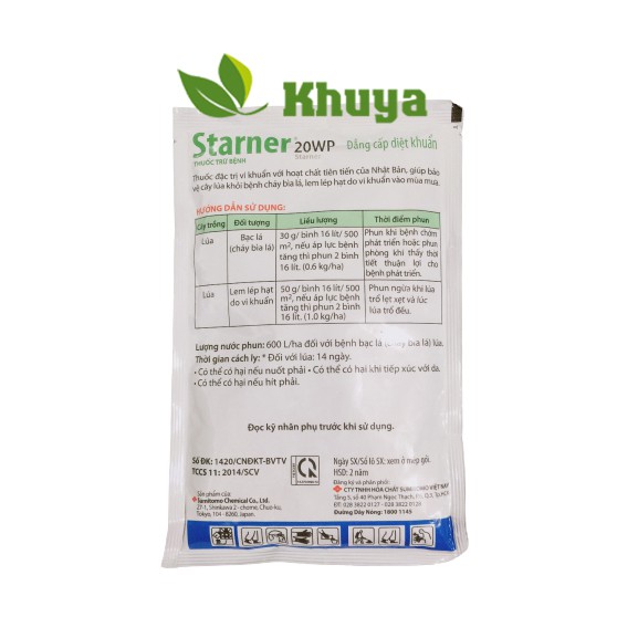 Thuốc trừ bệnh Starner 20WP gói 100gr Đặc trị Vi Khuẩn