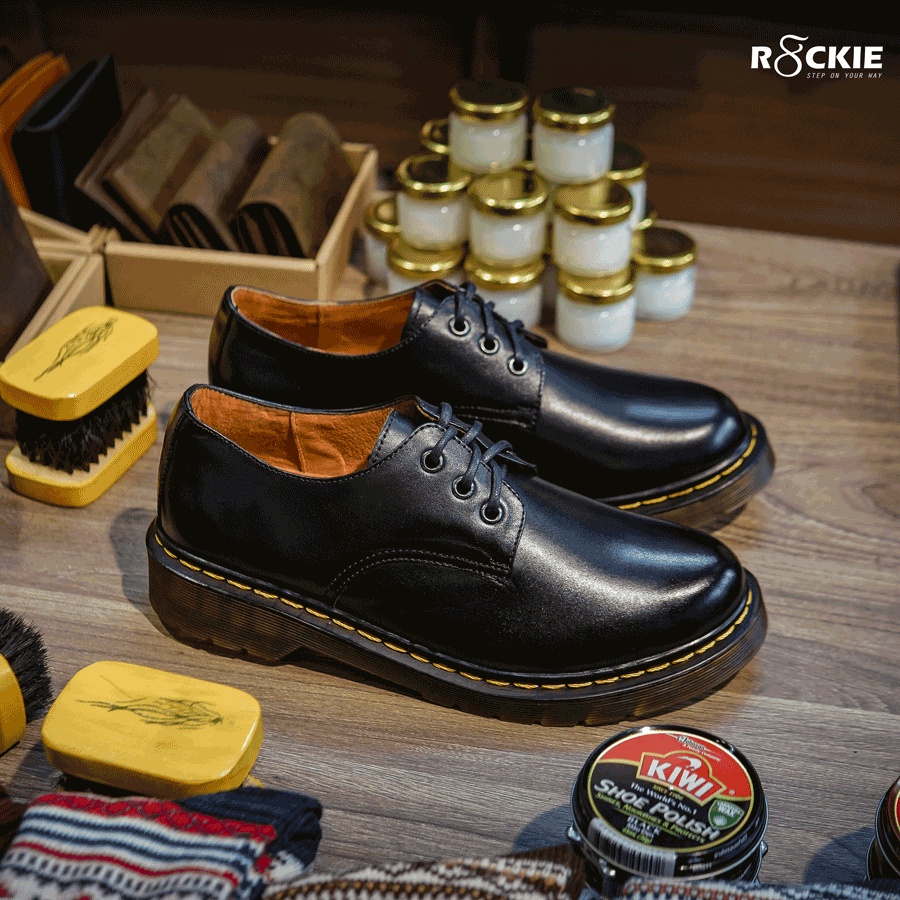 Giày da nam  Dr Martens 1461 - Da Bò thật - Da nappa cao cấp nhập khẩu - Màu đen - DRAD03DE  - R8ckie Official