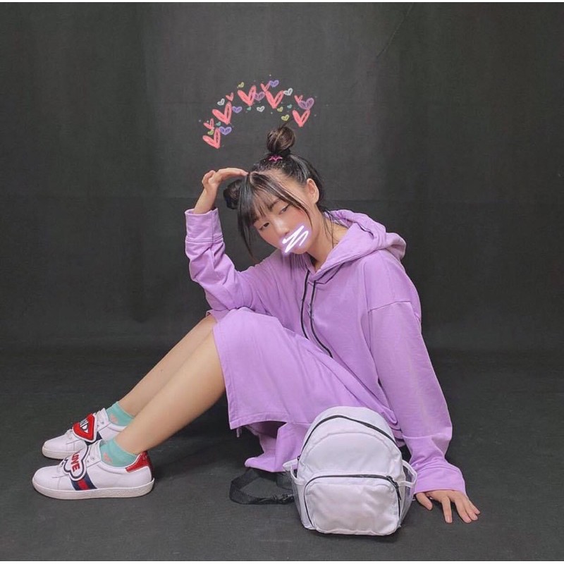 Áo Hoodie Dress Basic Xẻ Tà Ảnh Thật