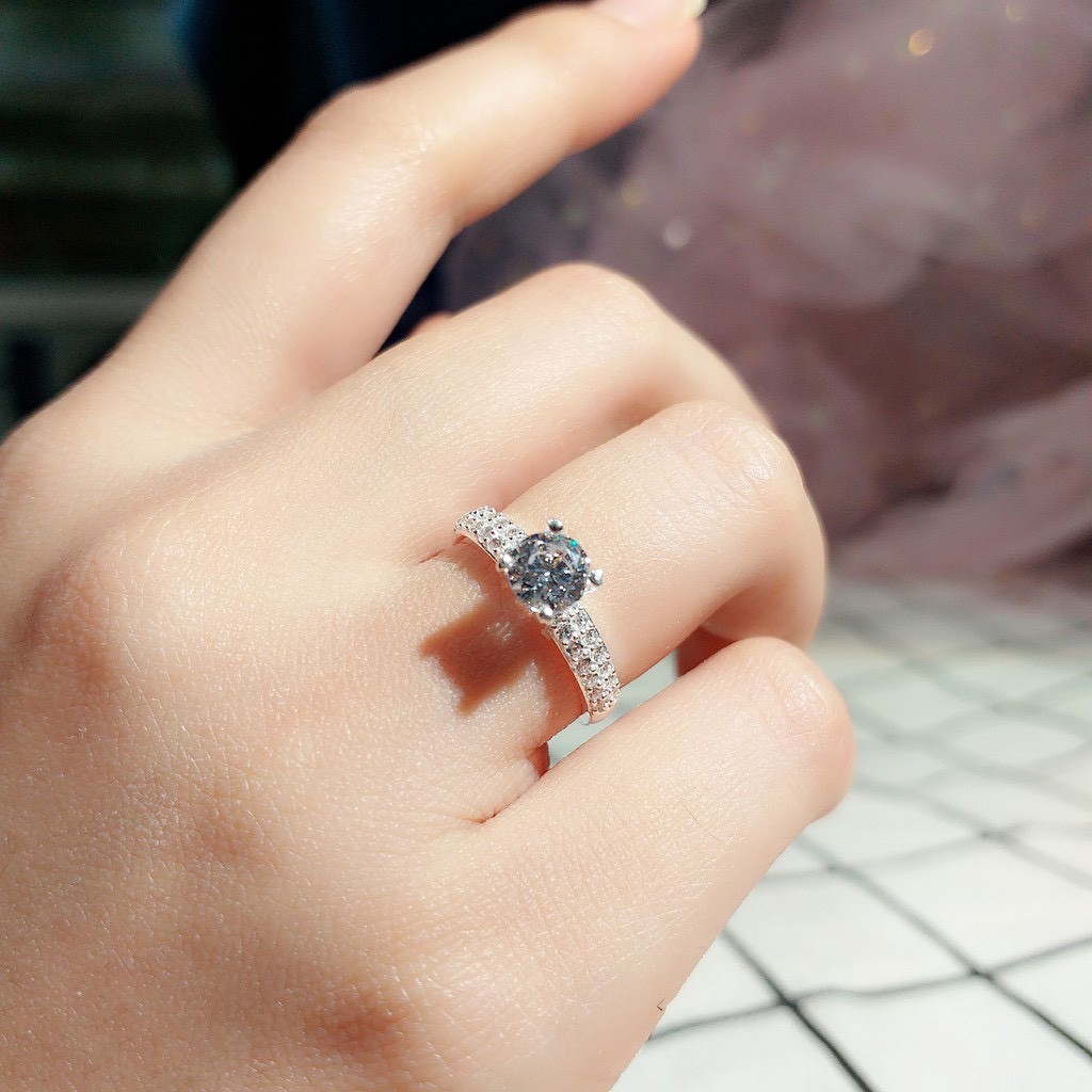 Nhẫn bạc H.A.S hai hàng hột cao đính đá - Nhẫn bạc thời trang