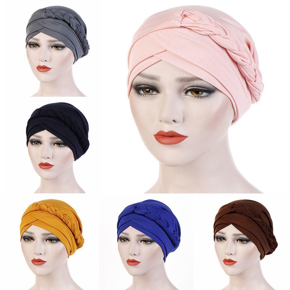 Mũ Turban Trùm Đầu Co Giãn Màu Sắc Trơn Thời Trang Cho Nữ