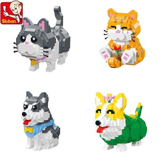 Bộ đồ chơi lắp ráp SLUBAN hình chó Corgi/ Husky/ mèo đáng yêu làm quà tặng