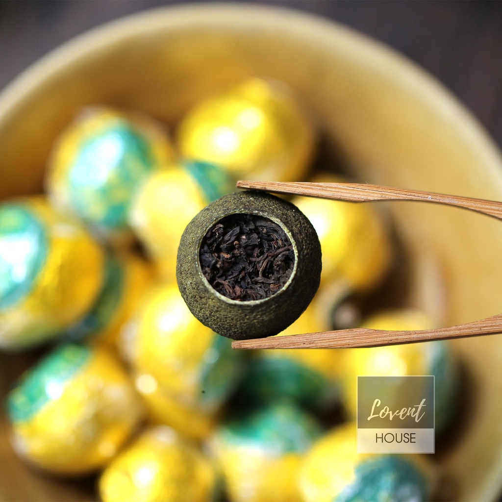 Trà Tiểu Thanh Cam Phổ Nhĩ Cung Đình 8 năm - 1viên 5g - Thanh mát hậu vị sâu, tốt cho sức khỏe